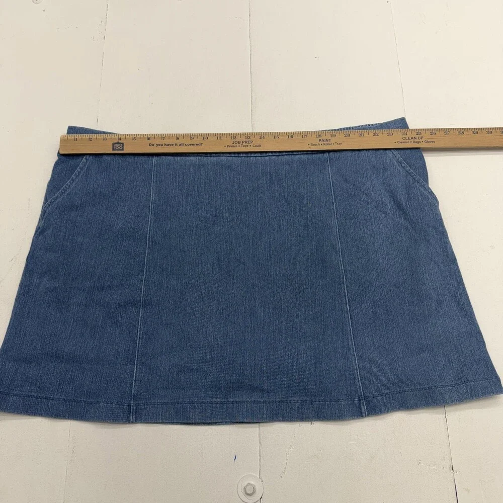 Isaac Mizrahi Live! Skort Womens 3X Petite Blue Denim Pockets Lined Stretch